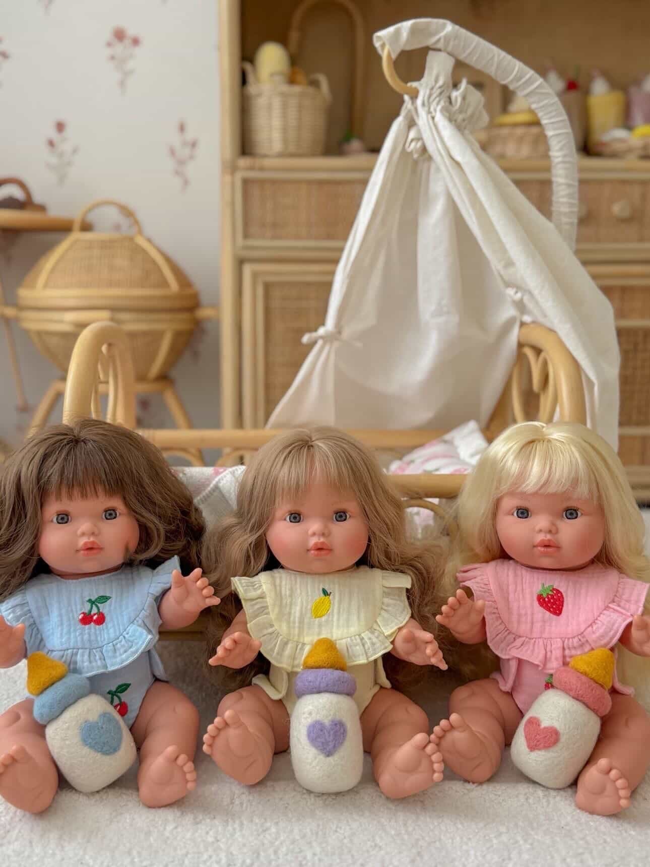 🍋 Lemon Frilled Bib & Diaper Doll Set - Fits 34-38cm Minikane Gordis, Mini Colettos, Llorens dolls