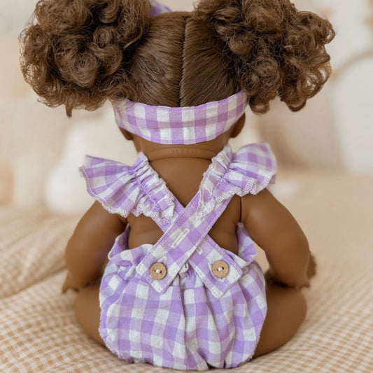 PRE ORDER Lilac Gingham frill romper set + Bow