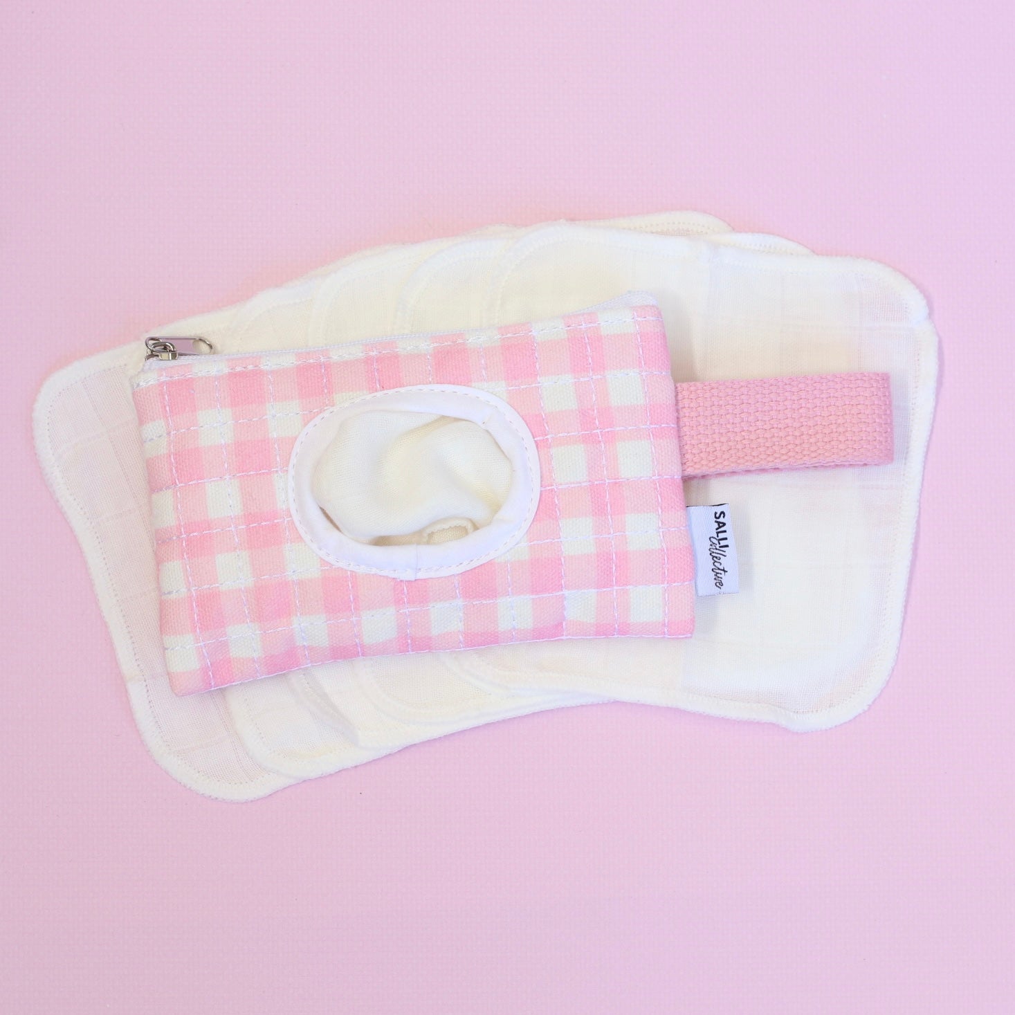 Dolly baby wipes set - Pink Gingam