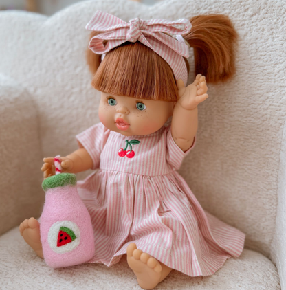 Dusty Pink Pinstripe Cherry 🍒 Gingham Chloe Gingham dress