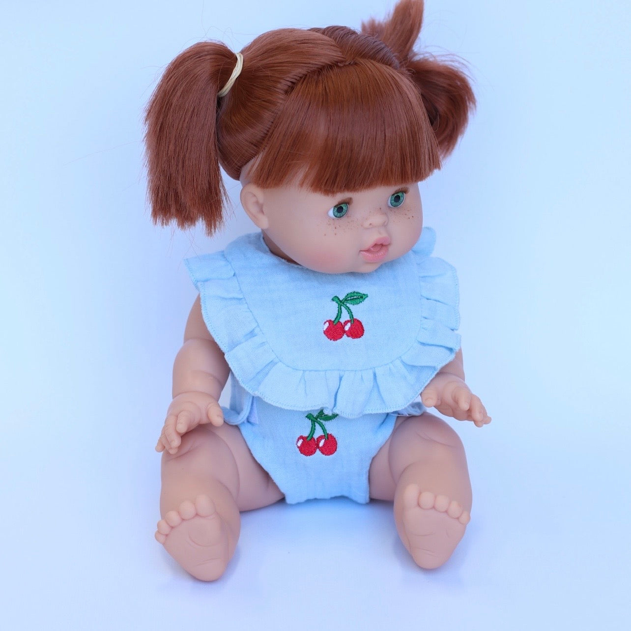 Cherry Frilled Bib & Diaper Doll Set 🍒