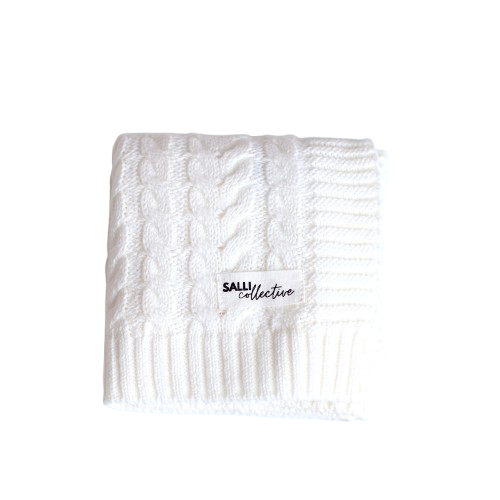 IN STOCK Cream Luxe Cable Knit Doll Blanket