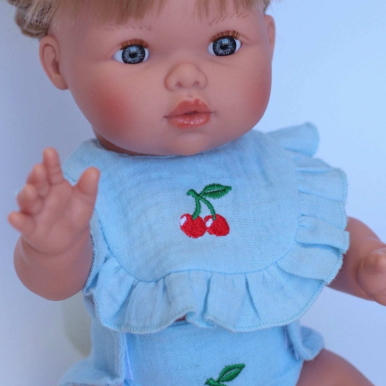 Cherry Frilled Bib & Diaper Doll Set 🍒