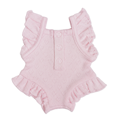 PRE ORDER Pink heart pointelle heart Playsuit - Fits 34-38cm Minikane Gordis, Mini Colettos, Miniland Dolls, Llorens dolls