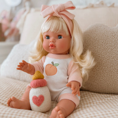 Peaches & Cream Doll Romper+Bow set🍑 Fits 34-38cm Minikane Gordis, Mini Colettos, Llorens dolls