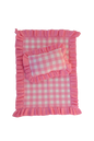 Frilled tulip Pink Gingham doll Blanket + Pillow set