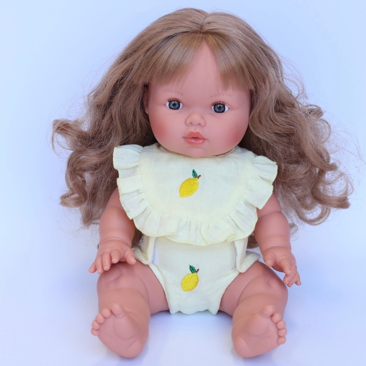 🍋 Lemon Frilled Bib & Diaper Doll Set - Fits 34-38cm Minikane Gordis, Mini Colettos, Llorens dolls