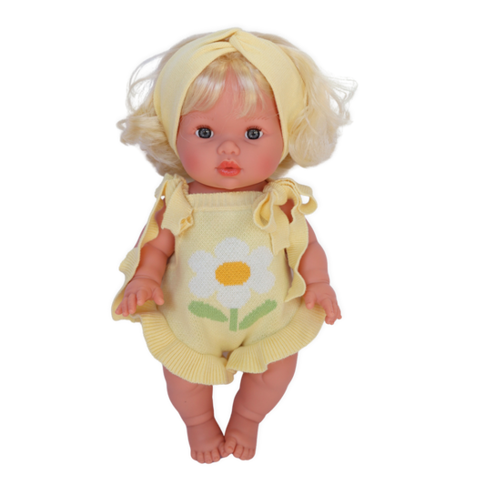PRE-ORDER Yellow knitted doll knot headband - Fits 34-38cm Minikane Gordis, Mini Colettos, Miniland Dolls, Llorens dolls