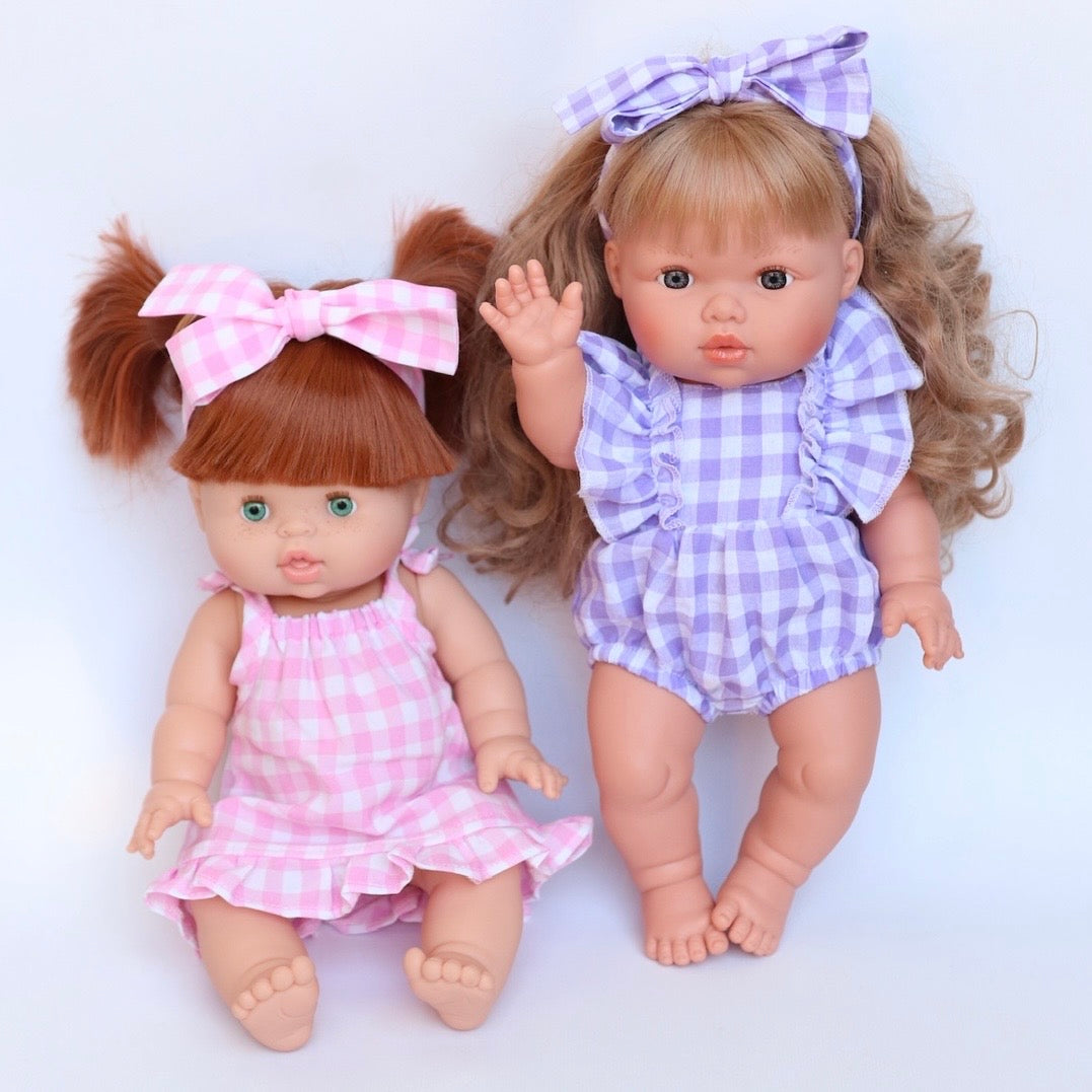 PRE ORDER Pink Gingham Sun dress set + Bow