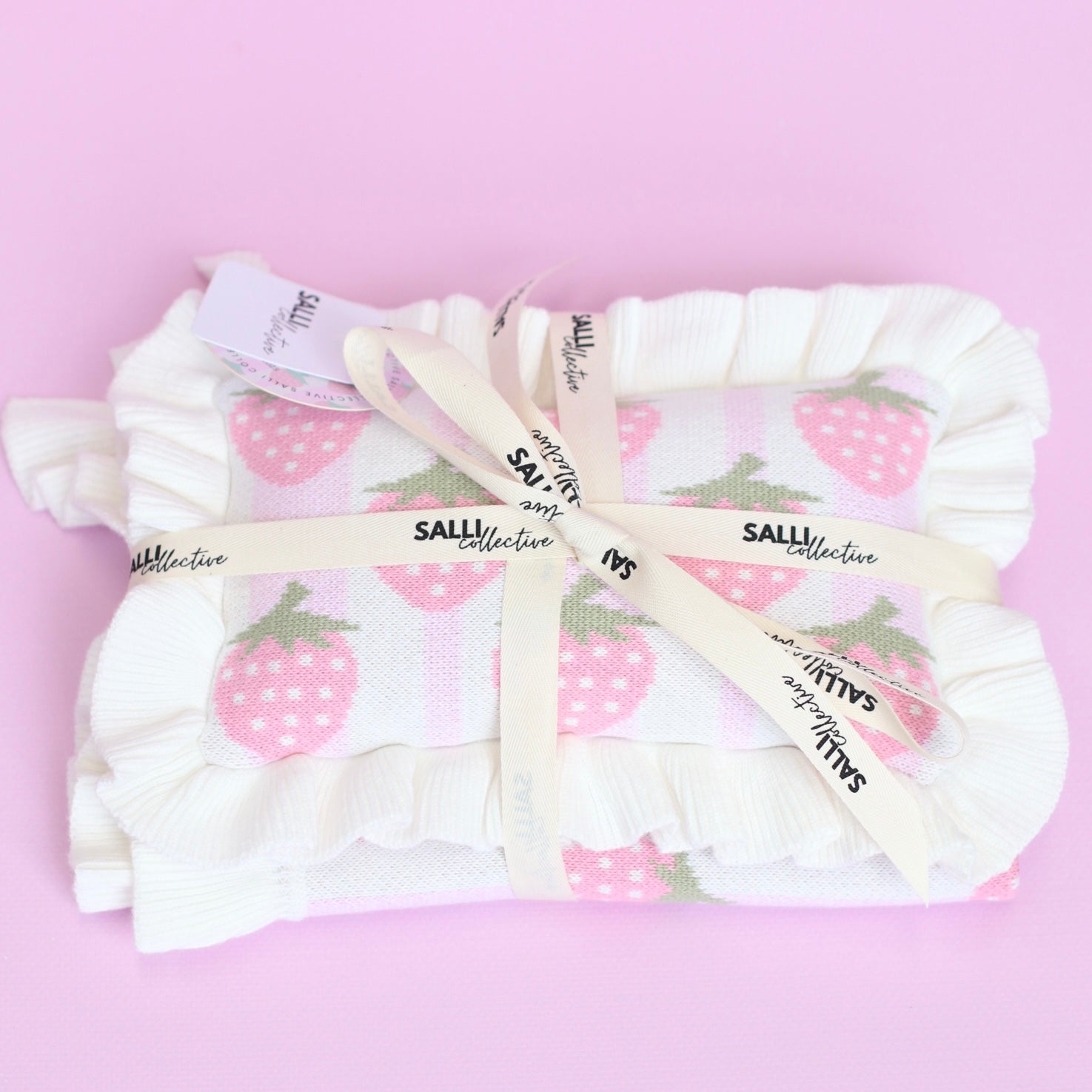 IN STOCK Strawberry frilled doll Blanket + Pillow set