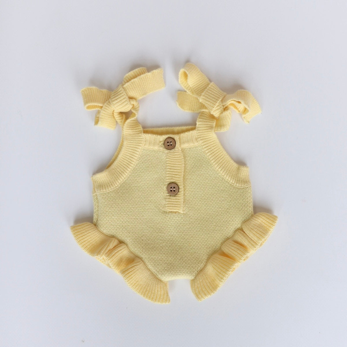PRE ORDER Garden girls Doll buttercup yellow knitted Romper Dolls clothes - Fits 34-38cm Minikane Gordis, Mini Colettos, Miniland Dolls, Llorens dolls