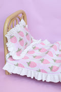 IN STOCK Strawberry frilled doll Blanket + Pillow set
