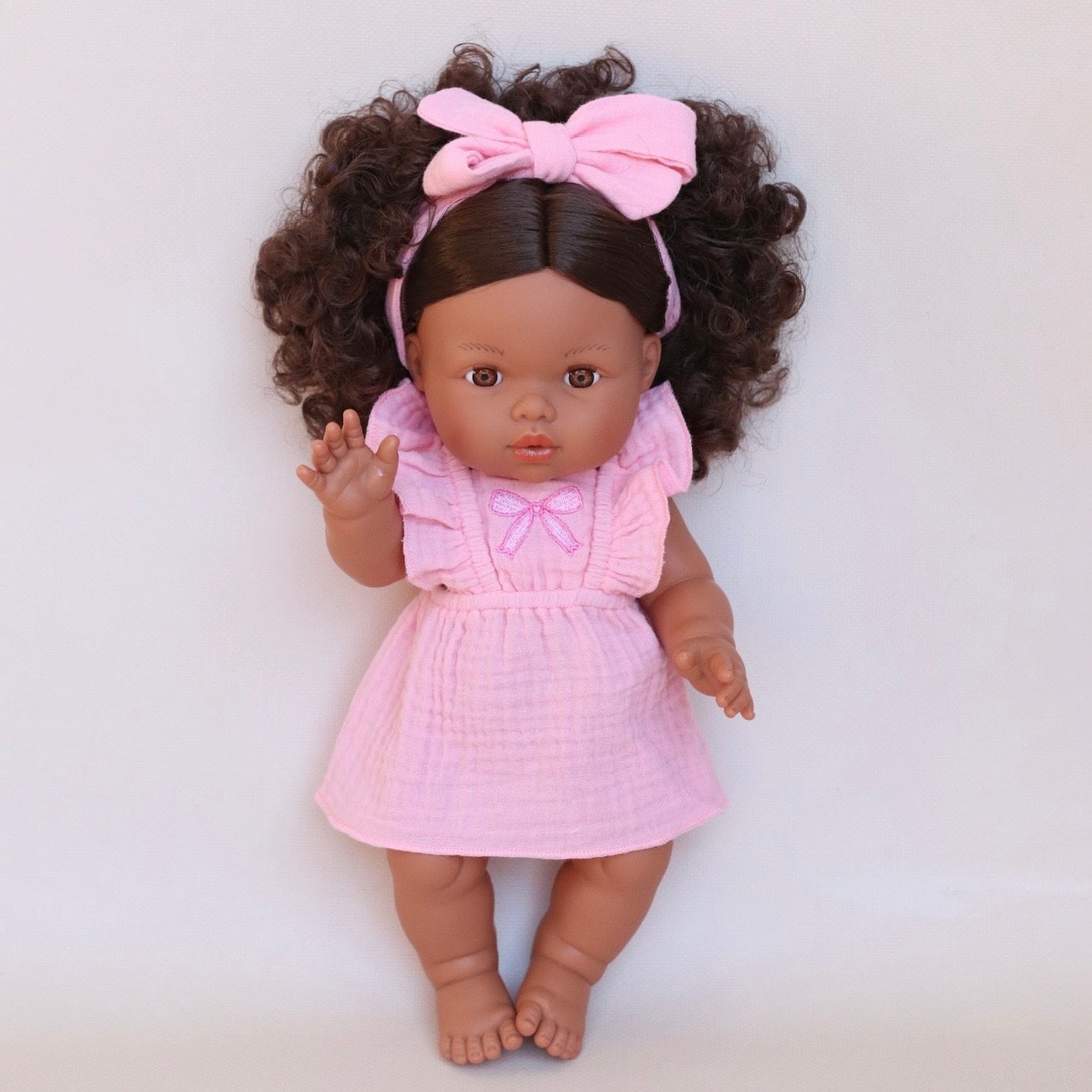 Petal pink bow dress headwrap and knickers - 3 pce set