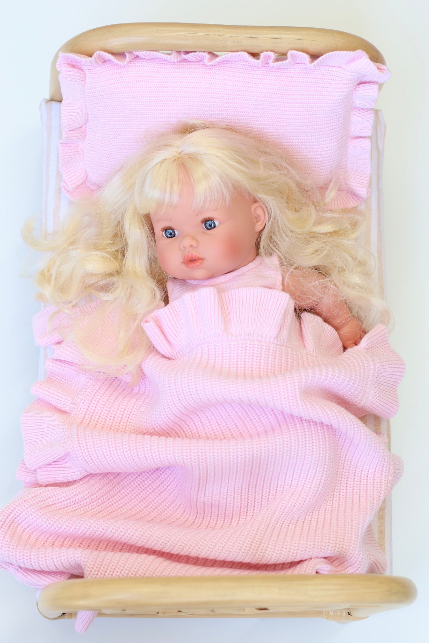 IN STOCK Pink frilled doll blanket + Pillow set