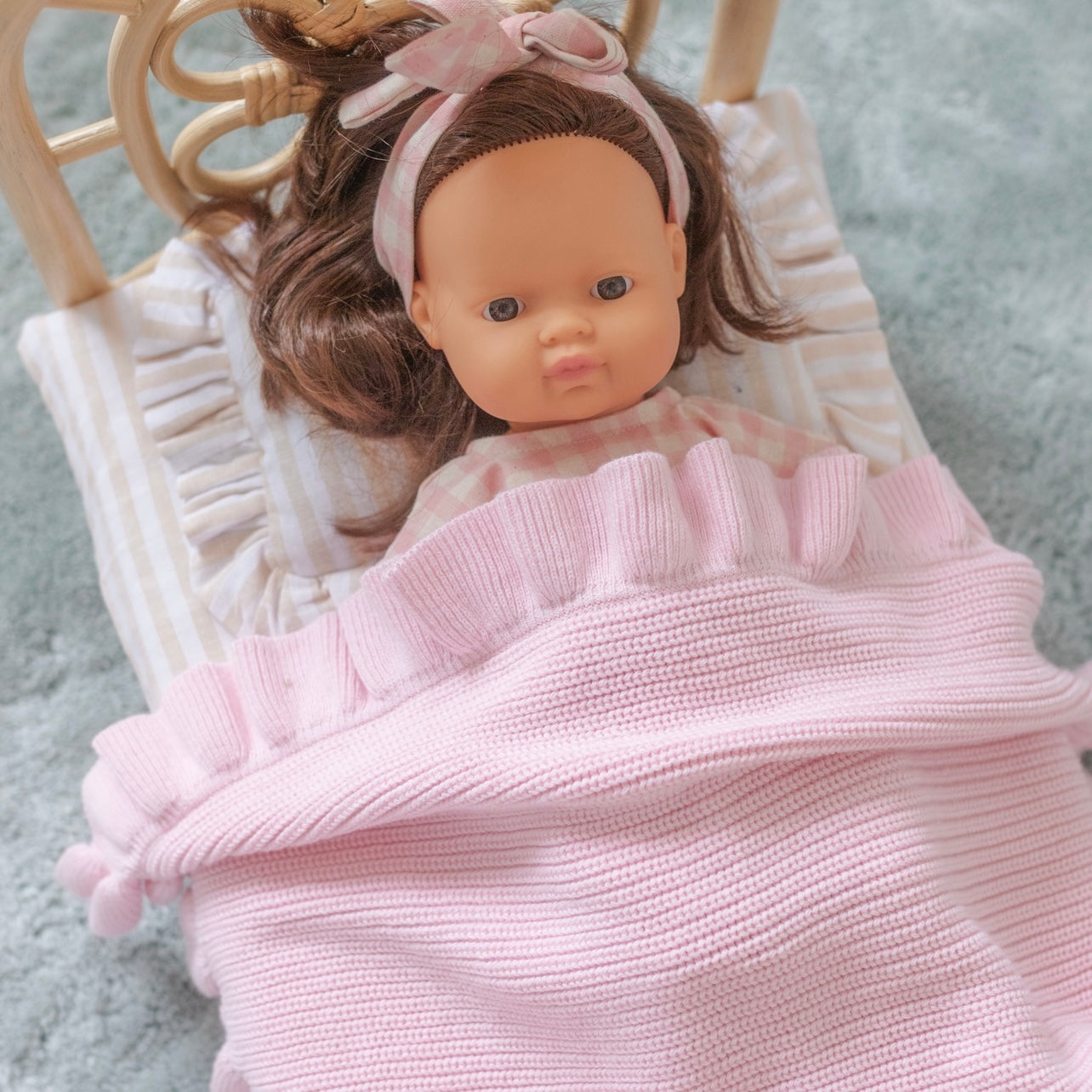 IN STOCK Powder Blush Luxe Pink frilled Dolly Blanket
