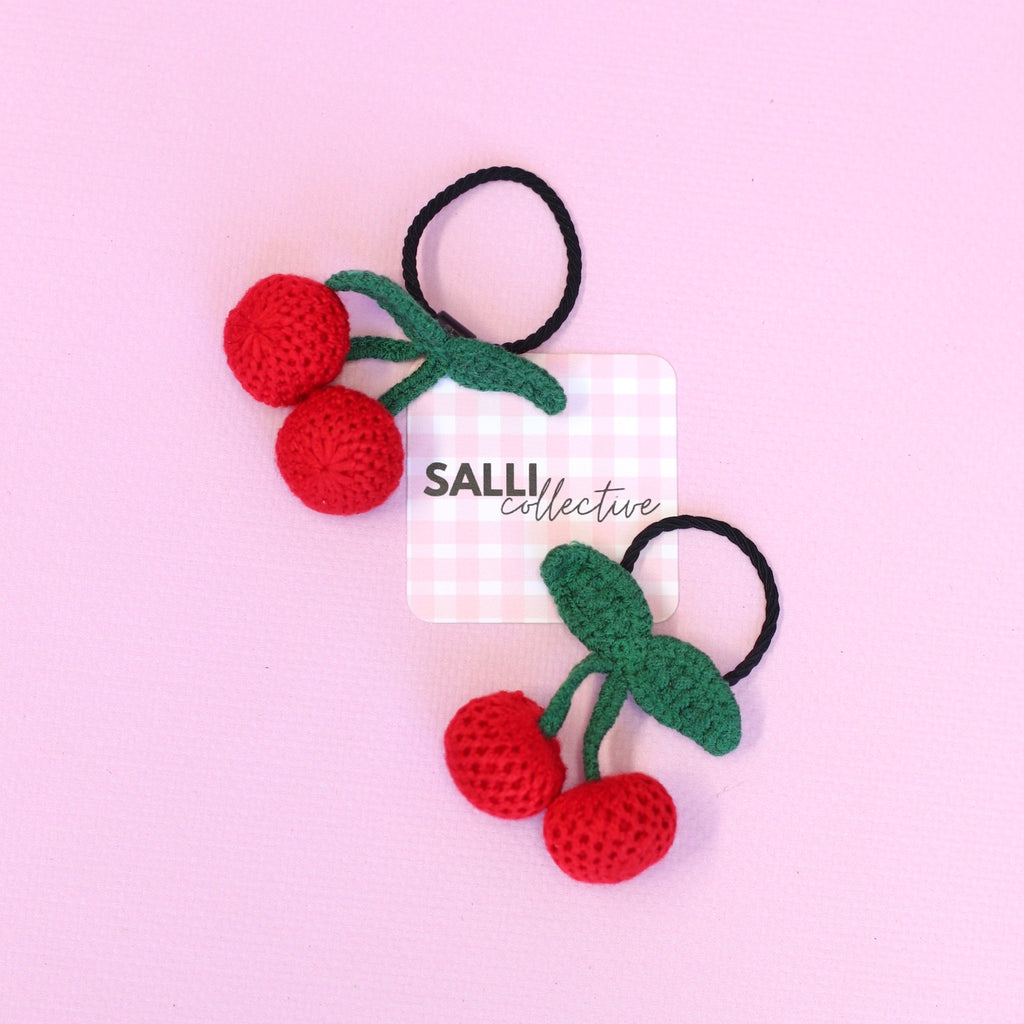 Doll Crochet Cherry hair ties - pack of 2