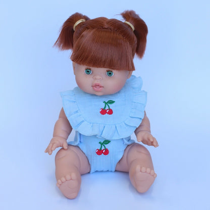 Cherry Frilled Bib & Diaper Doll Set 🍒