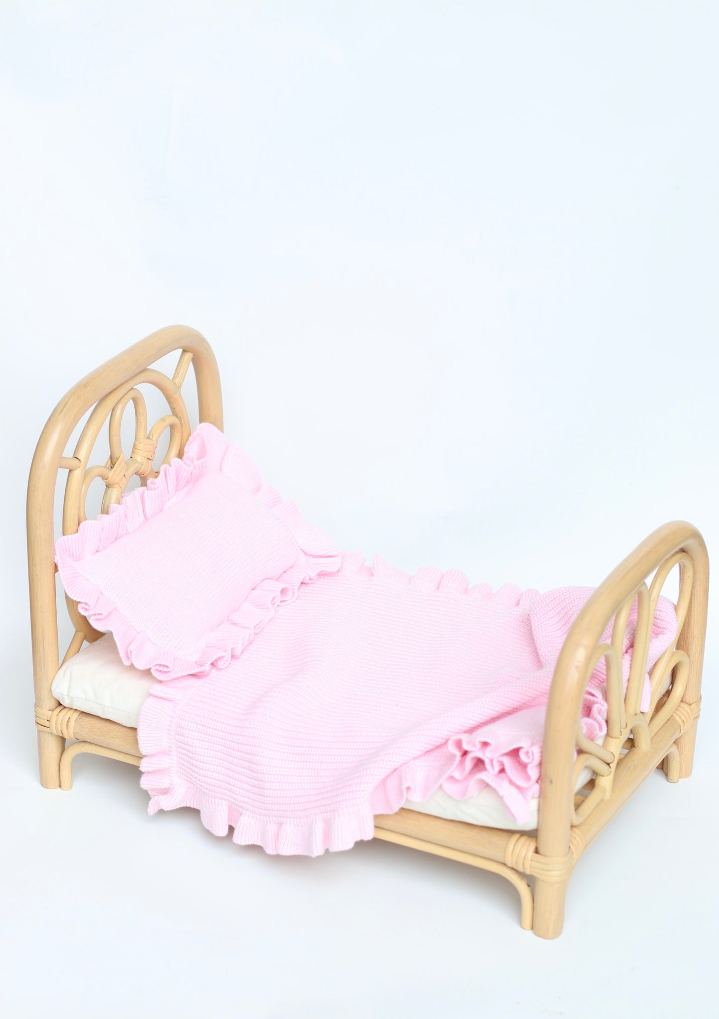 Powder Pink frilled doll Blanket + Pillow set