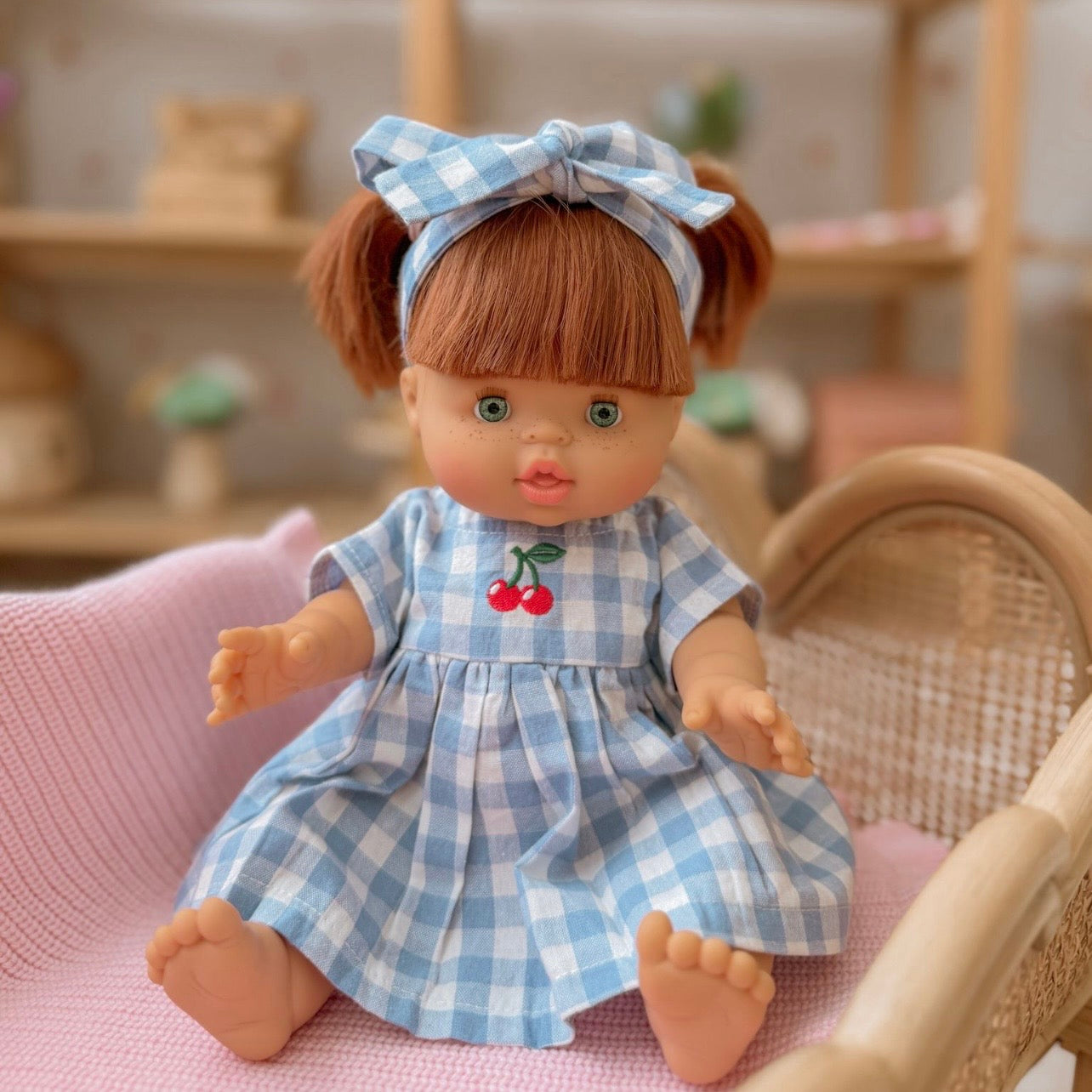 PRE ORDER Sky Blue Cherry Gingham🍒 Chloe dress + Bow - arriving late June