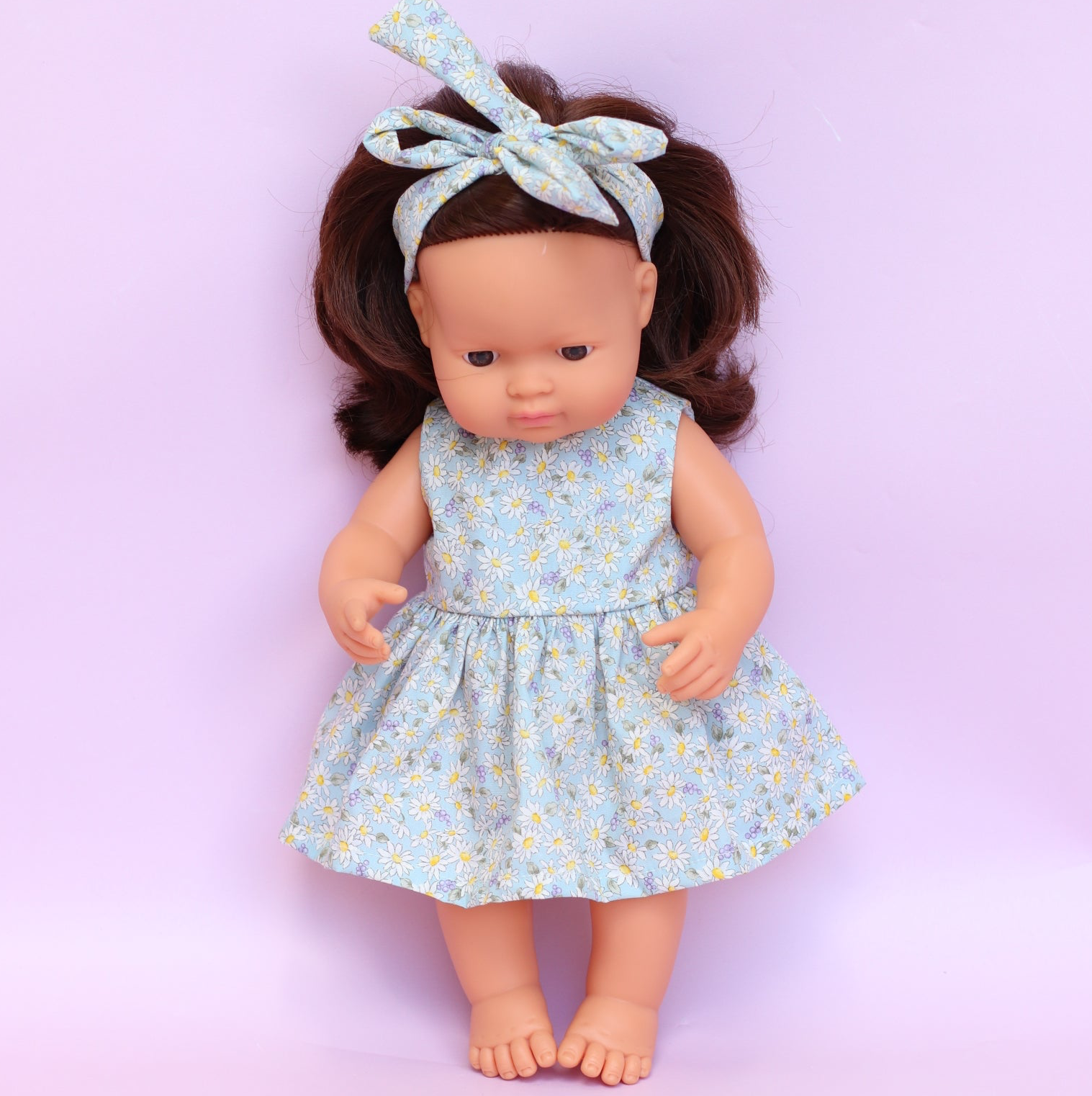 Lined bodice dress + Head wrap in Daisy Meadow