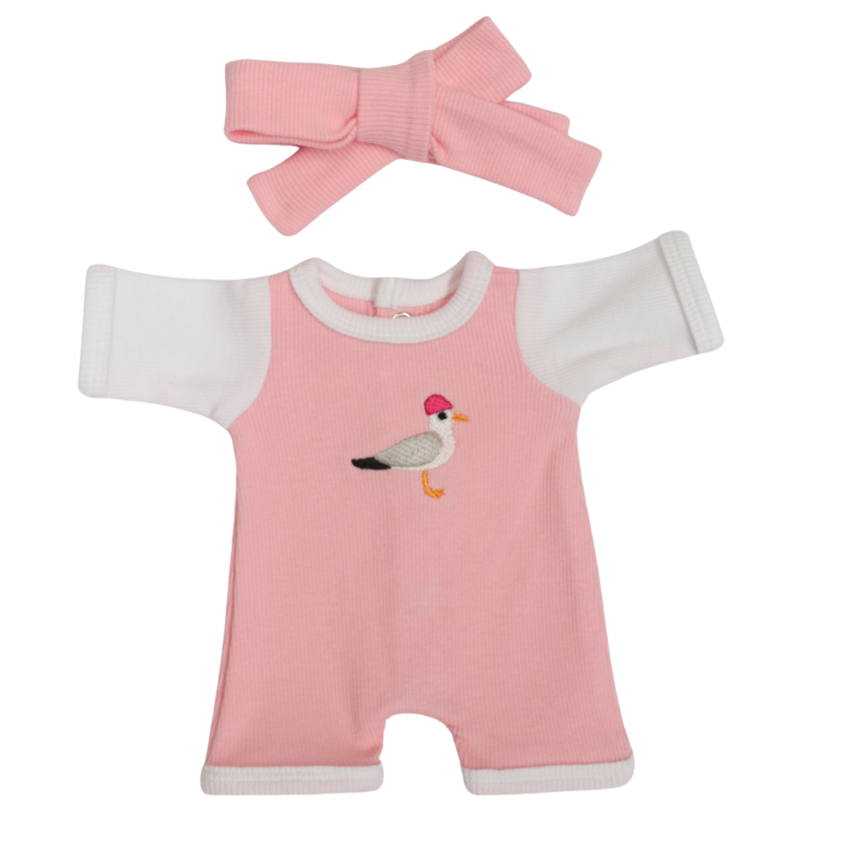 PRE ORDER Pink Chippy Thief Doll Romper + Bow set - Fits 34-38cm Minikane Gordis, Mini Colettos, Miniland Dolls, Llorens dolls