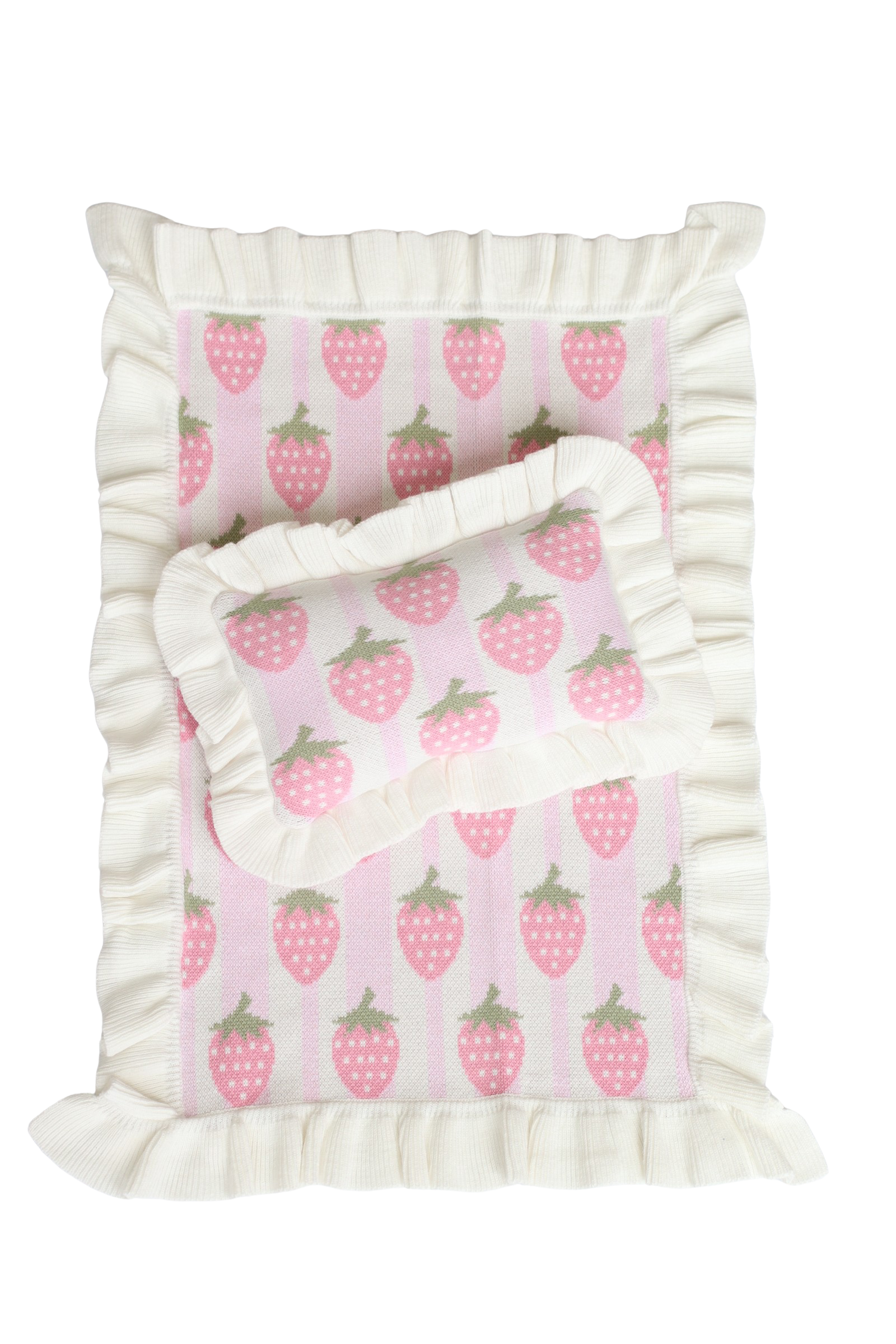 IN STOCK Strawberry frilled doll Blanket + Pillow set