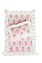 Strawberry frilled doll Blanket + Pillow set