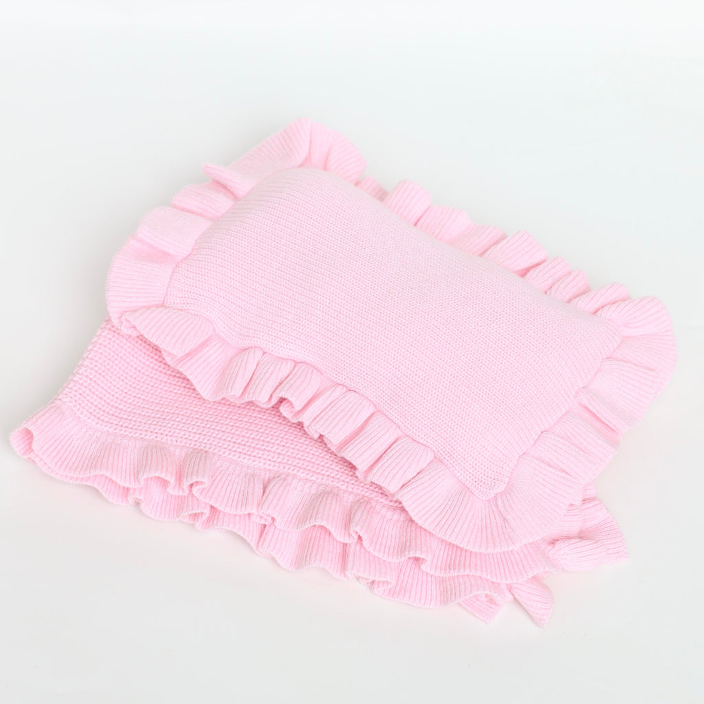 IN STOCK Pink frilled doll blanket + Pillow set