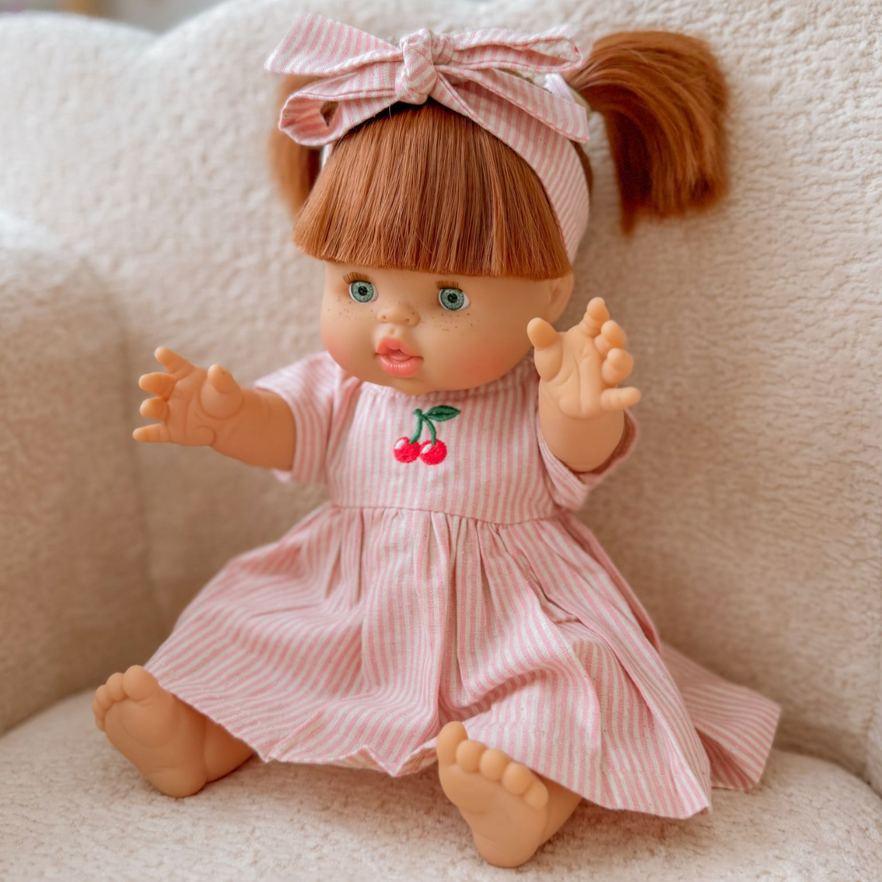 Dusty Pink Pinstripe Cherry 🍒 Gingham Chloe Gingham dress