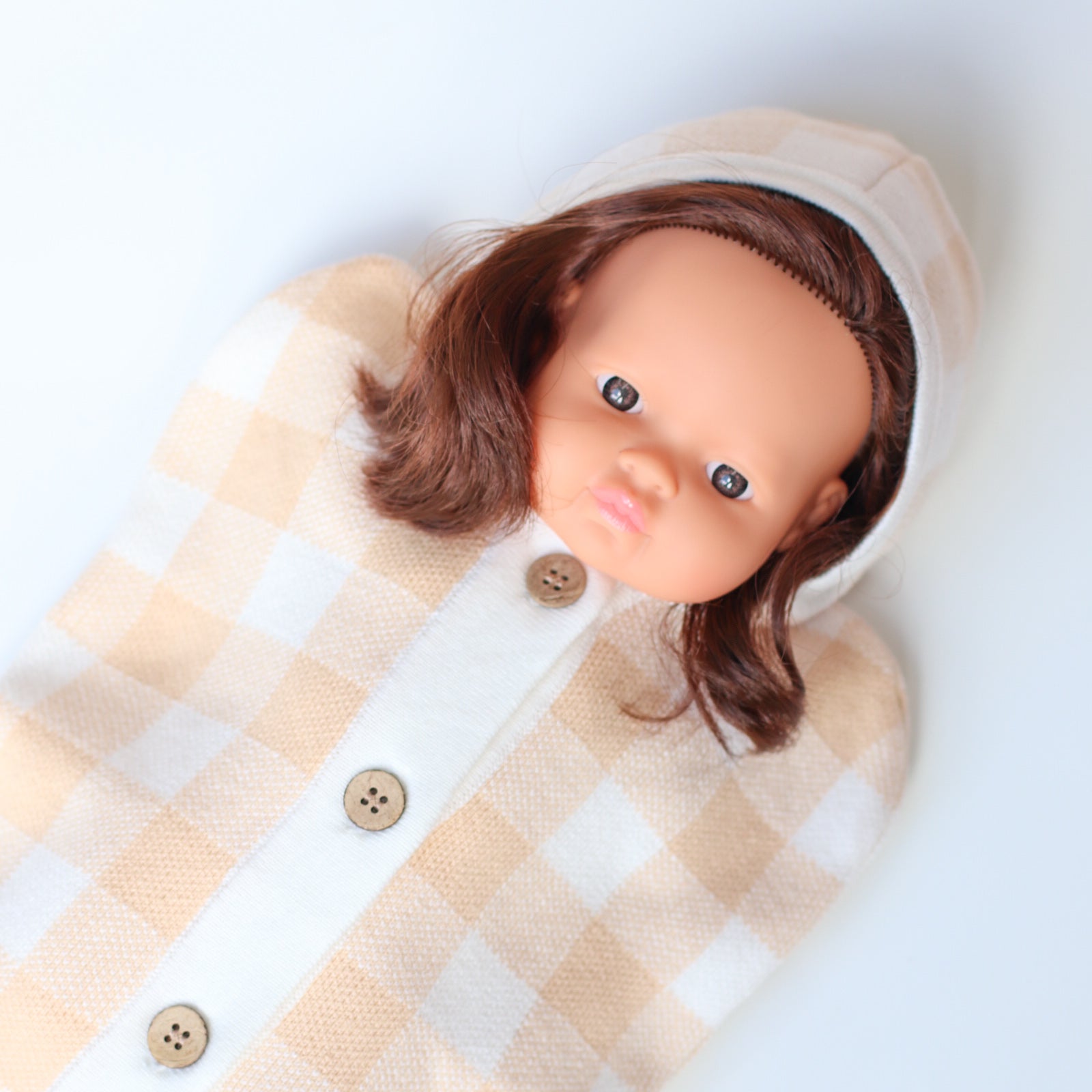 IN STOCK Salli Dream Cocoon - Biscuit and white gingham