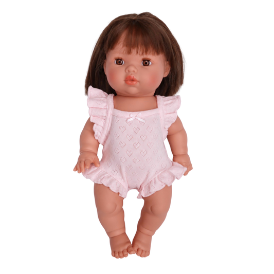 PRE ORDER Pink heart pointelle heart Playsuit - Fits 34-38cm Minikane Gordis, Mini Colettos, Miniland Dolls, Llorens dolls