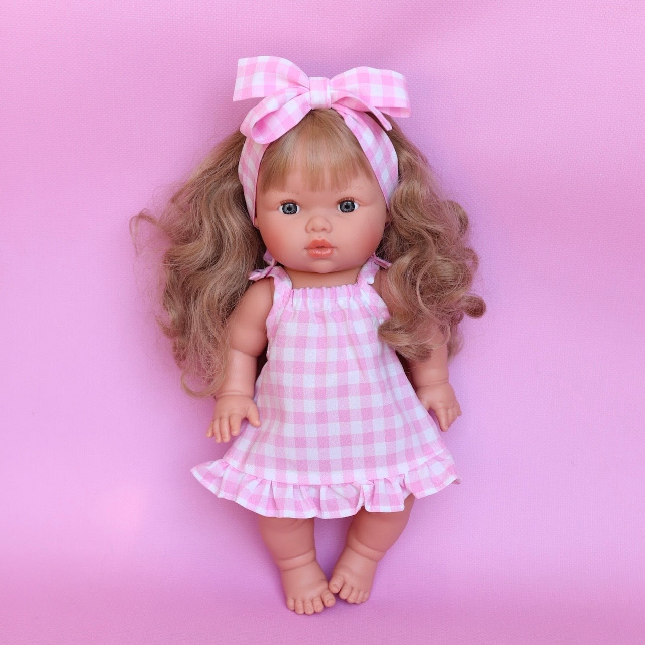 PRE ORDER Pink Gingham Sun dress set + Bow