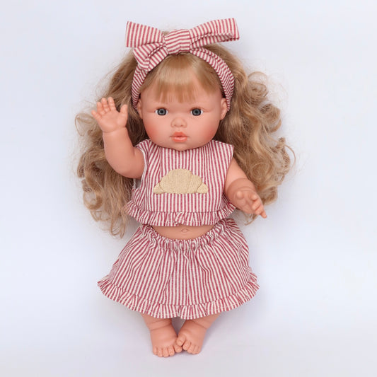 PRE ORDER PRE ORDER 3-piece set in Croissant vintage Red Ivory pinstripe Coming late June 2026