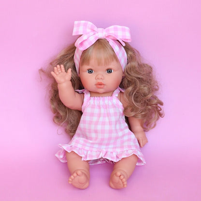 PRE ORDER Pink Gingham Sun dress set + Bow