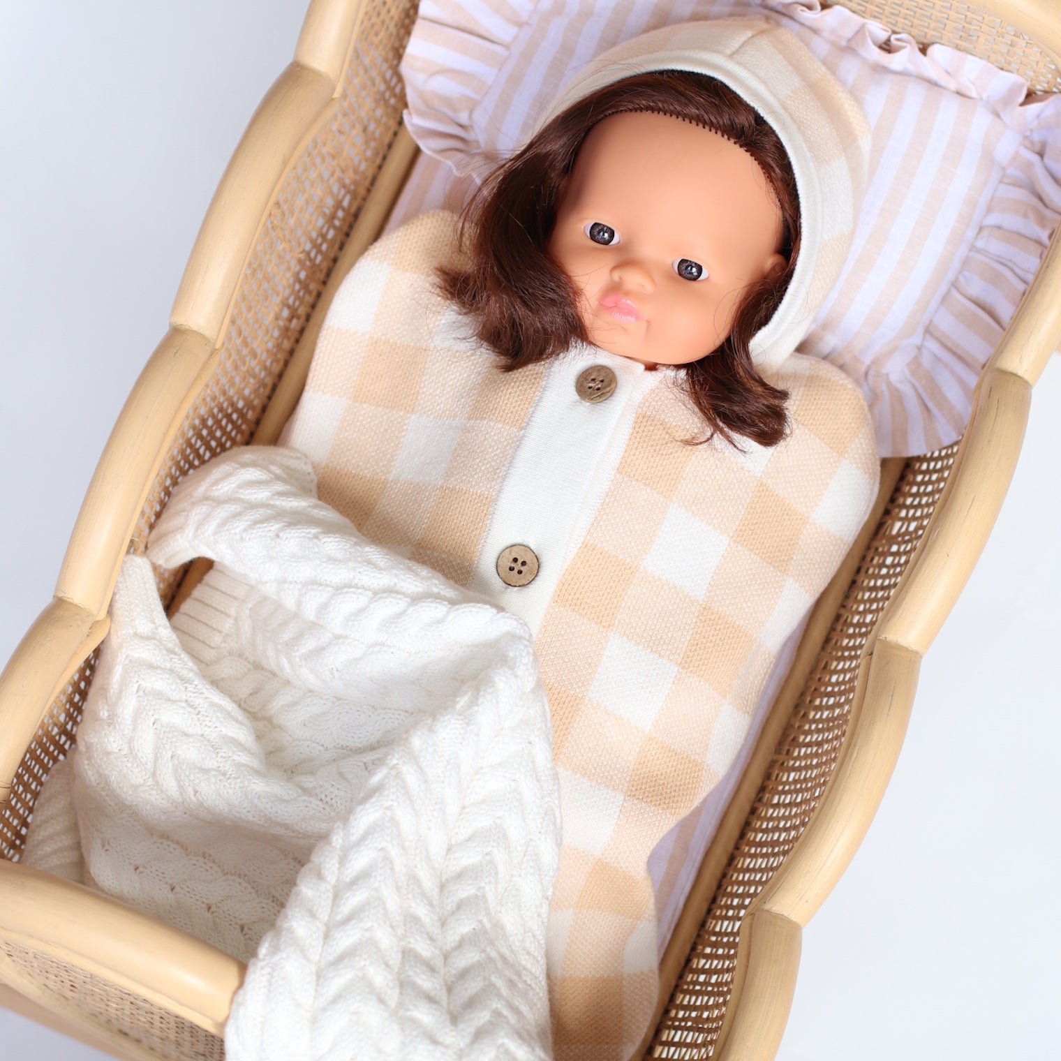 IN STOCK Salli Dream Cocoon - Biscuit and white gingham