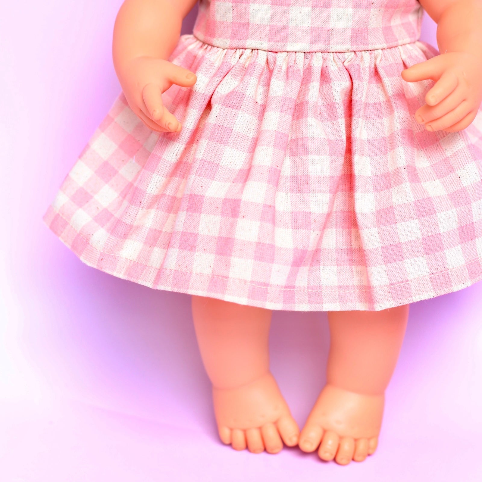 Lined bodice dress + Head wrap in Pink Gingham