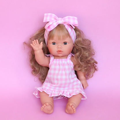 PRE ORDER Pink Gingham Sun dress set + Bow