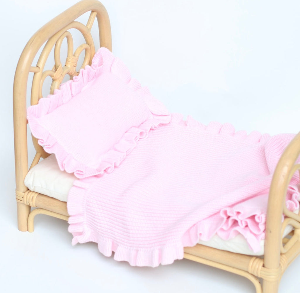 IN STOCK Pink frilled doll blanket + Pillow set