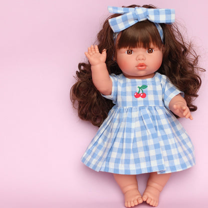 PRE ORDER Sky Blue Cherry Gingham🍒 Chloe dress + Bow - arriving late June