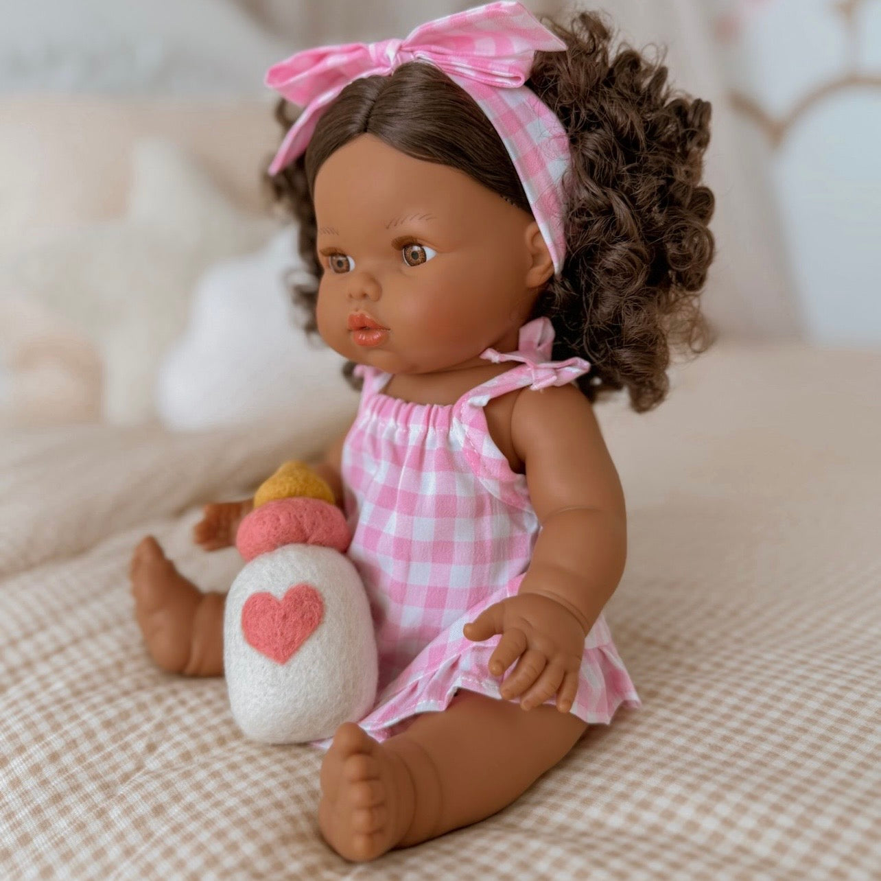PRE ORDER Pink Gingham Sun dress set + Bow