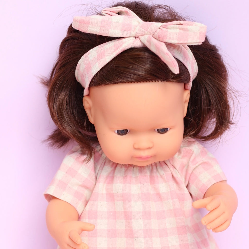 Lulu Smock + Head wrap in Pink Gingham