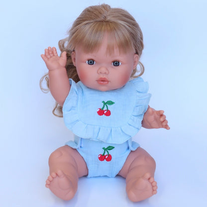 Cherry Frilled Bib & Diaper Doll Set 🍒