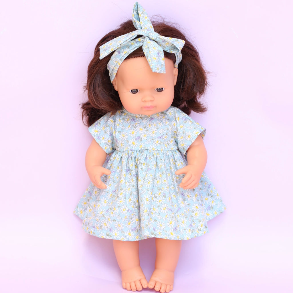 Chloe dress + Head wrap in Daisy Meadow