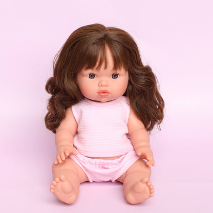 Llorens Mini Colette Aria Girl Doll 34cm with Long Brown Hair blue eyes | Spanish Doll Australia (coming June)