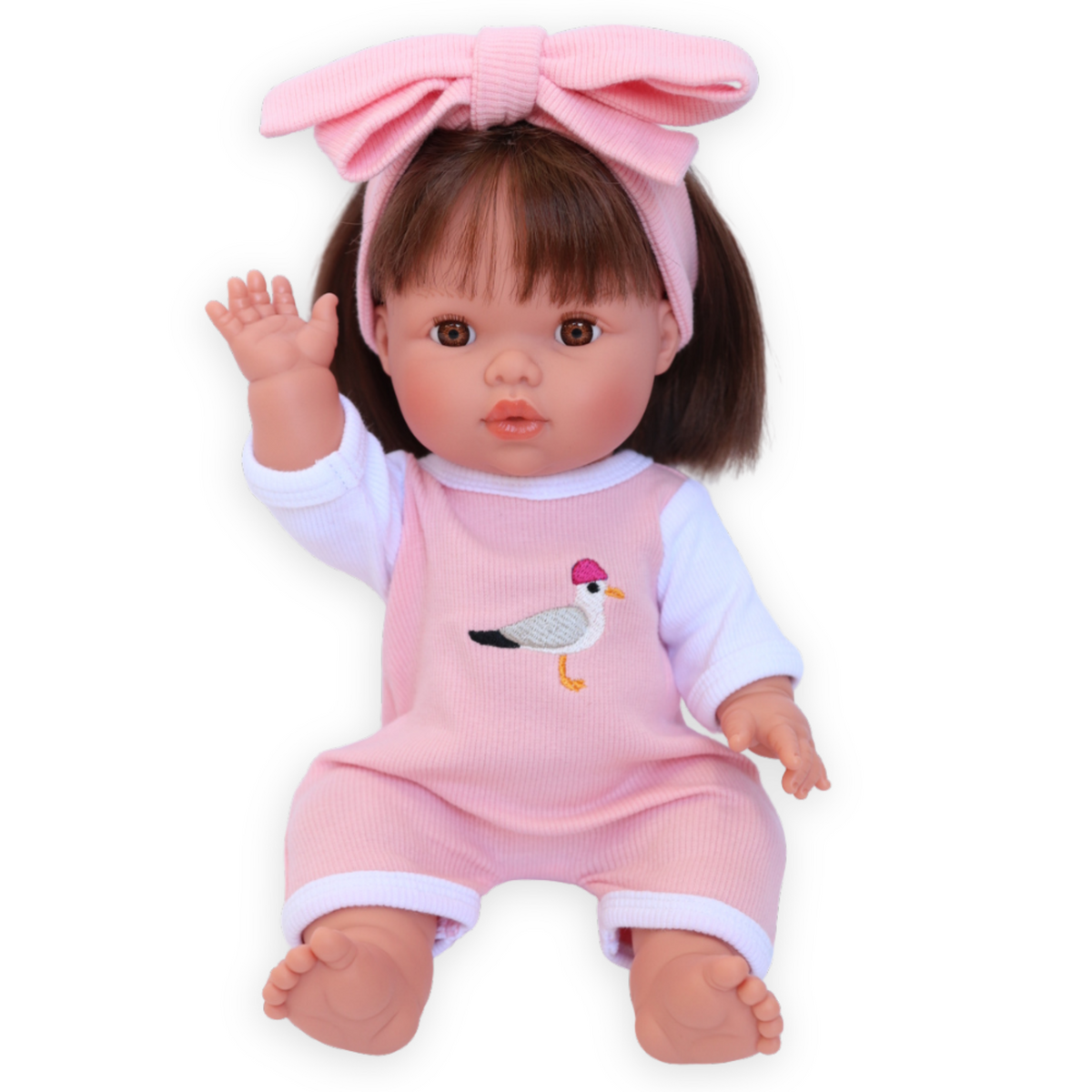 PRE ORDER Pink Chippy Thief Doll Romper + Bow set - Fits 34-38cm Minikane Gordis, Mini Colettos, Miniland Dolls, Llorens dolls