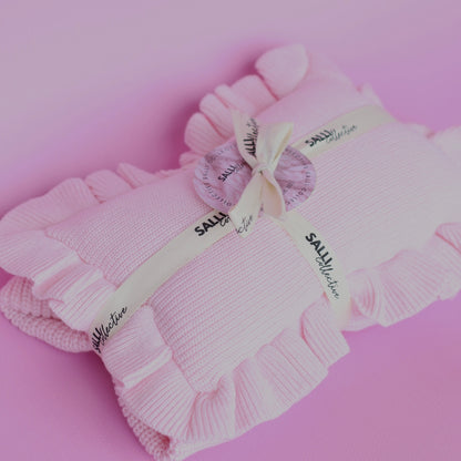 Powder Pink frilled doll Blanket + Pillow set