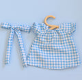 Two piece set + Head wrap in Blue Gingham