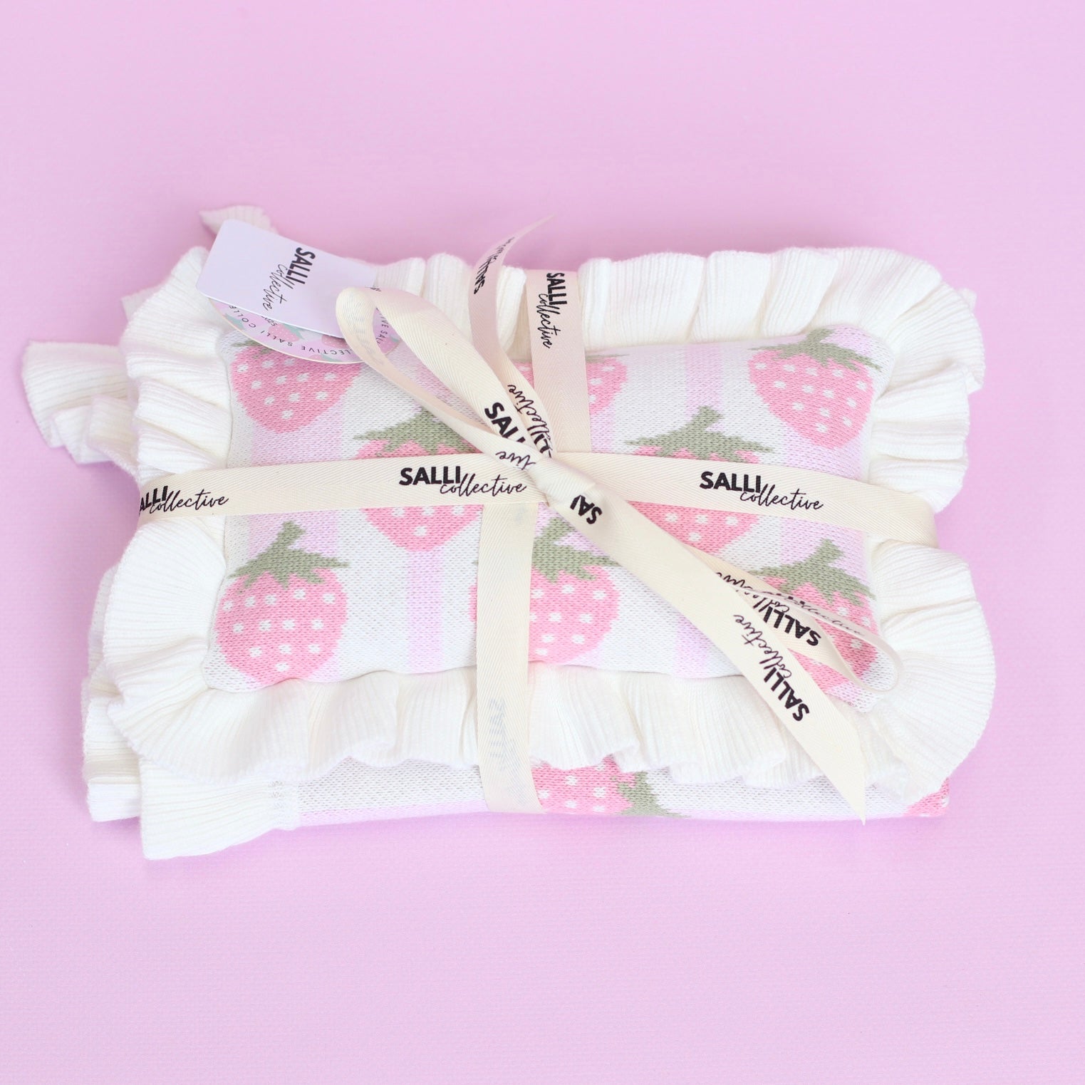 IN STOCK Strawberry frilled doll Blanket + Pillow set