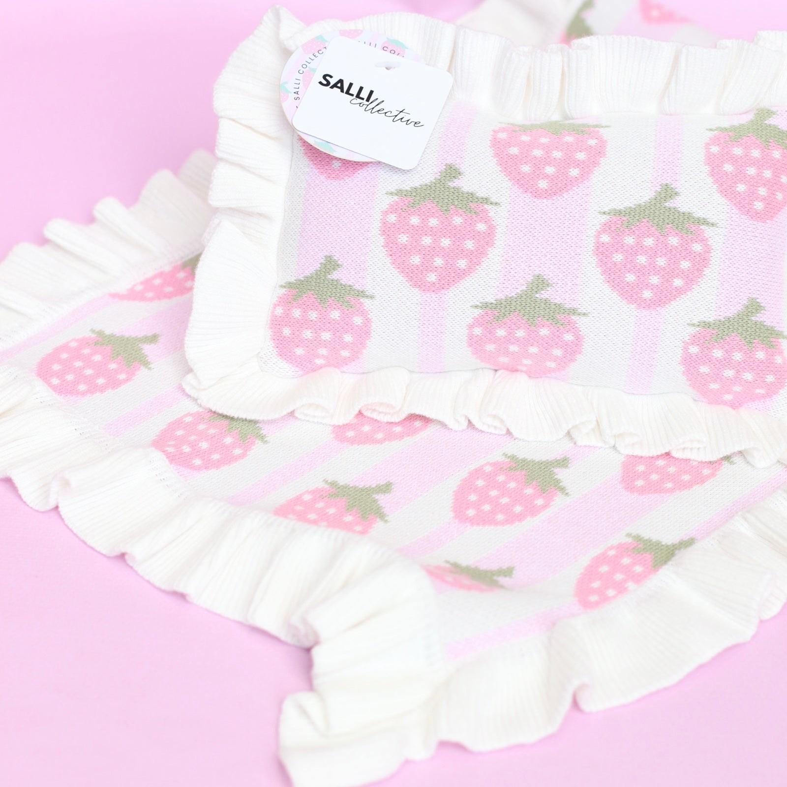 IN STOCK Strawberry frilled doll Blanket + Pillow set