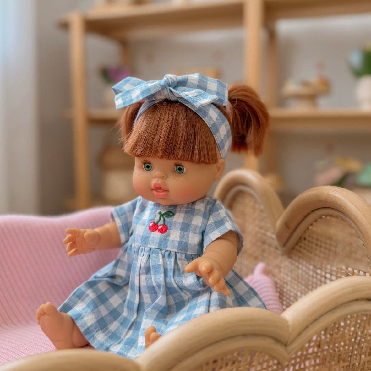 PRE ORDER Sky Blue Cherry Gingham🍒 Chloe dress + Bow - arriving late June